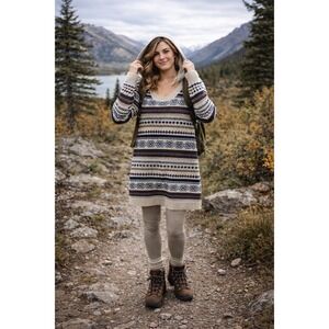 Earthbound‎ Trading Fair Isle Sweater Womens M Hoodie Fisherman Granola Indie